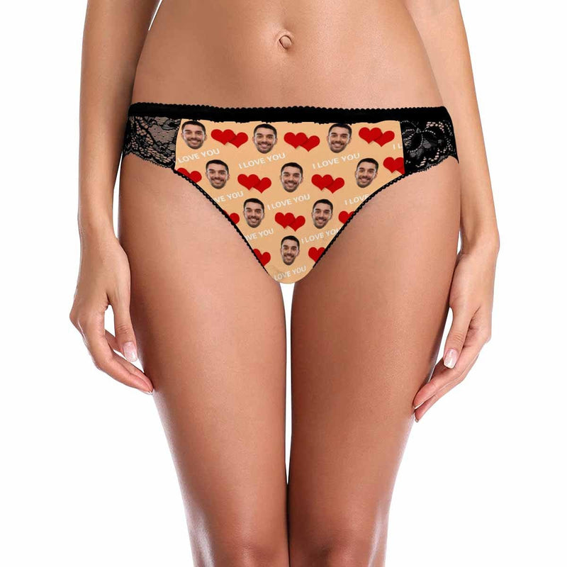 Custom Face Red Love Underwear Personalized Women's Lace Panty Valentine's Day Gift