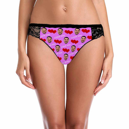 Custom Face Red Love Underwear Personalized Women&