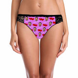 Custom Face Red Love Underwear Personalized Women's Lace Panty Valentine's Day Gift