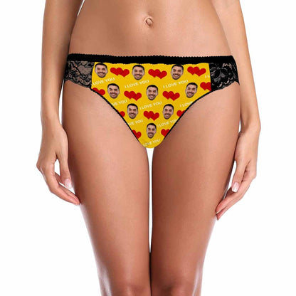 Custom Face Red Love Underwear Personalized Women&