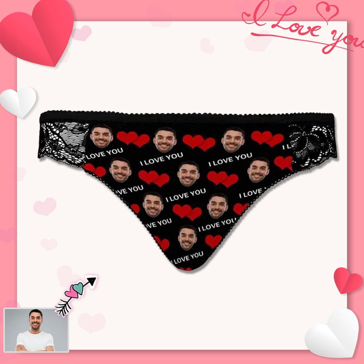 Custom Face Red Love Sexy Underwear Personalized Women&