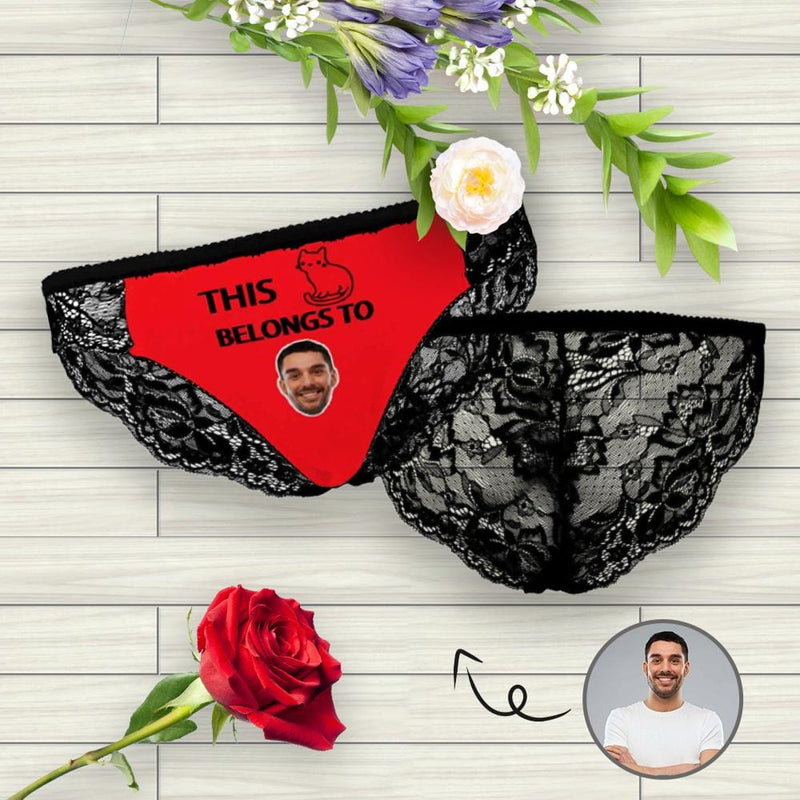 Custom Face Sexy Underwear Personalized Red Women's Lace Panty