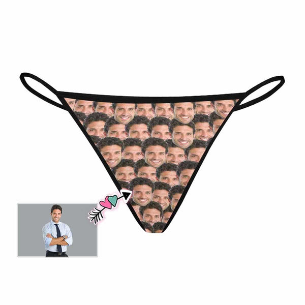 Custom Face Thongs Underwear for Her Personalized Boyfriend Face Women's G-String Panties Customized Panty Thong Lingerie