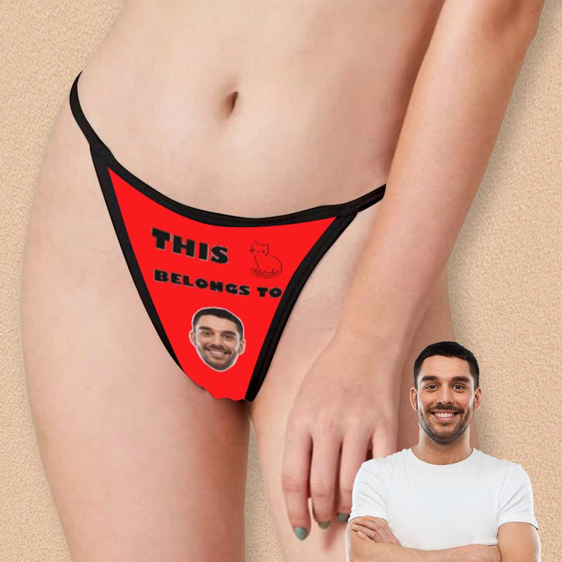 Custom Face Thongs Underwear Personalized Cat Women's G-String Panties