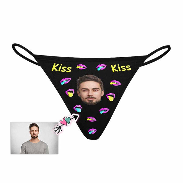 Custom Face Thongs Underwear for Women Personalized Kiss Lip Women's G-String Panties Honeymoon Gift