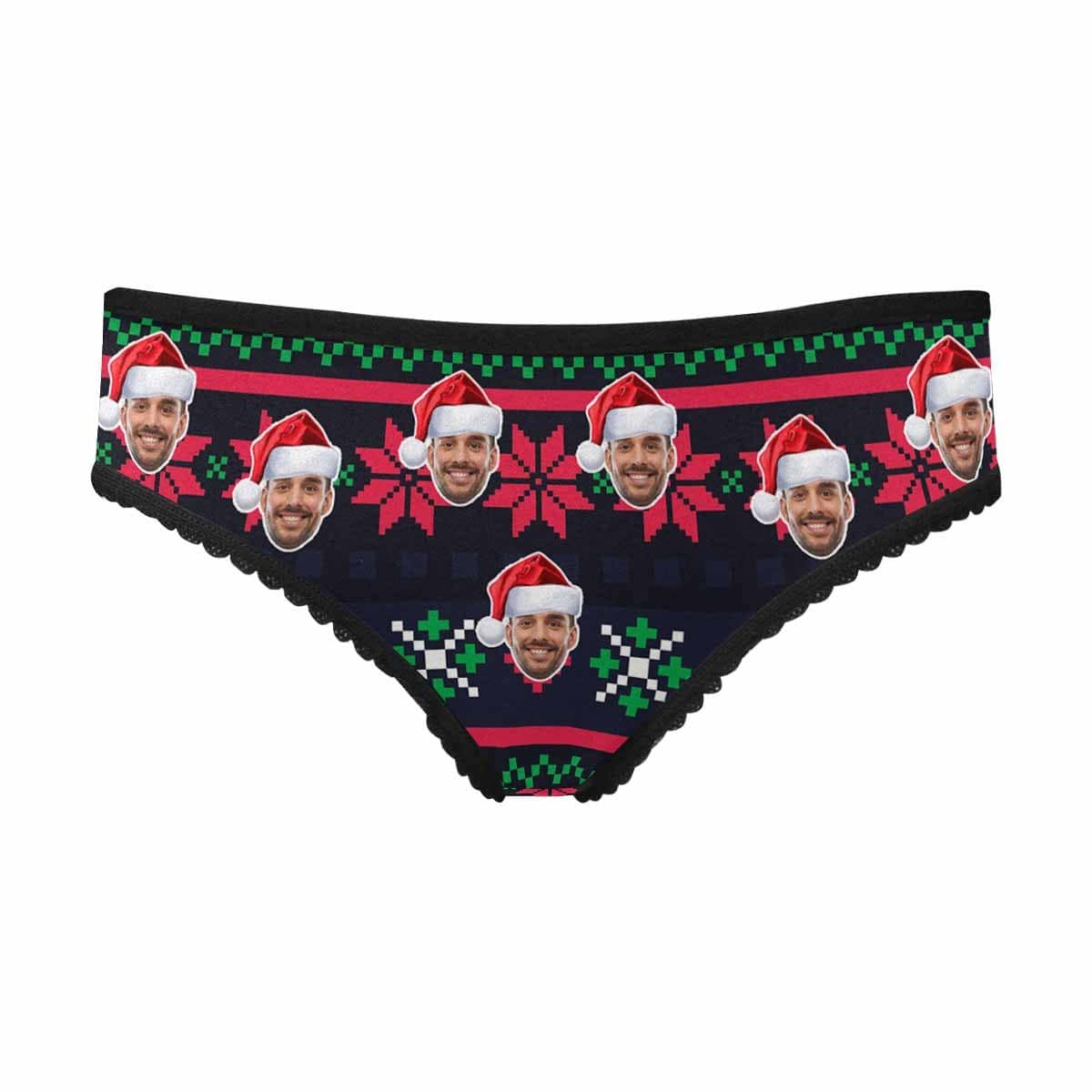 Custom Face Underwear Design Christmas Pattern Panties Personalized Women&