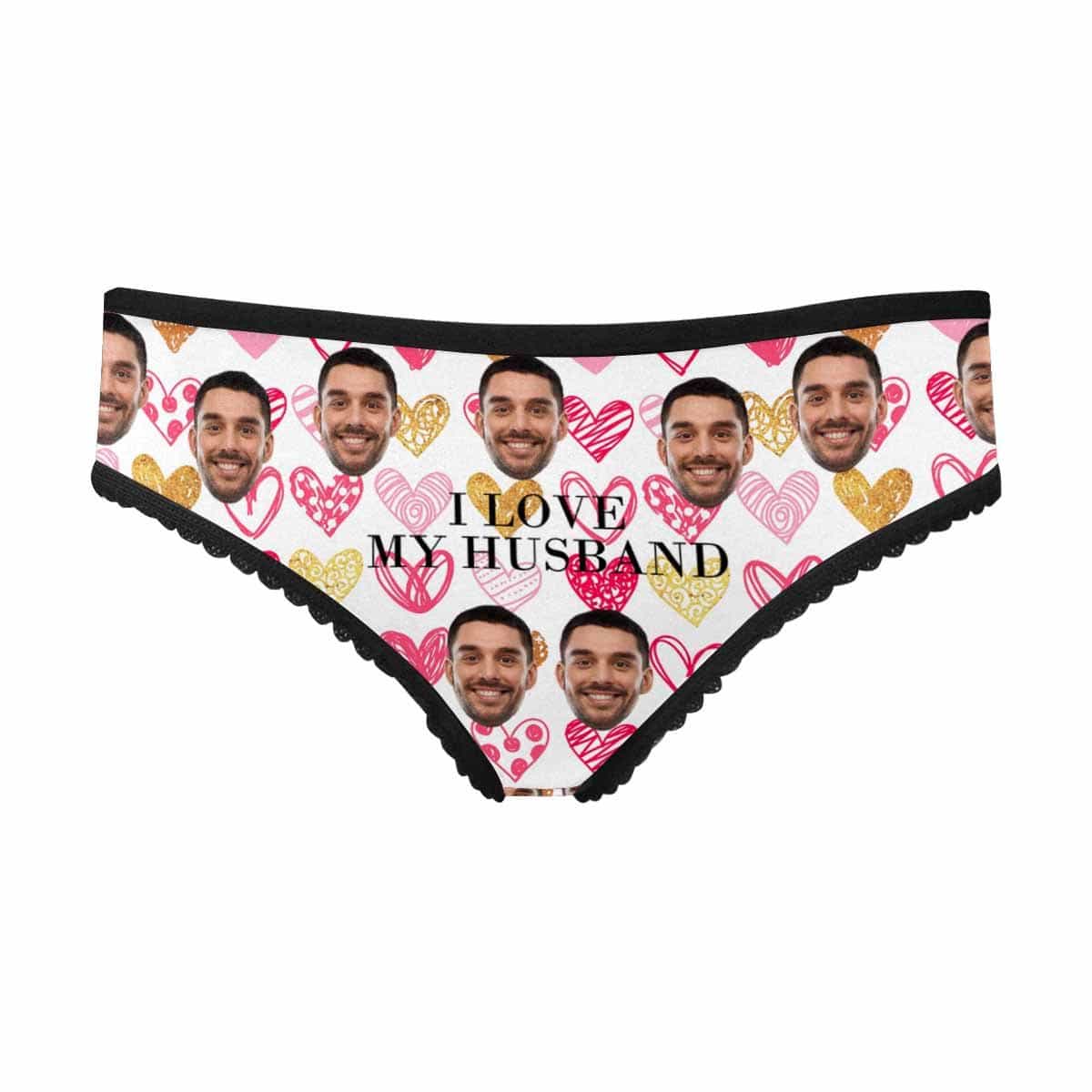 Custom Face Underwear Design I Love My Husband Panties Personalized Women&