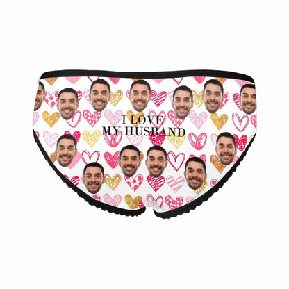 Custom Face Underwear Design I Love My Husband Panties Personalized Women&