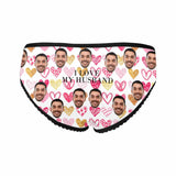 Custom Face Underwear Design I Love My Husband Panties Personalized Women's High-Cut Briefs