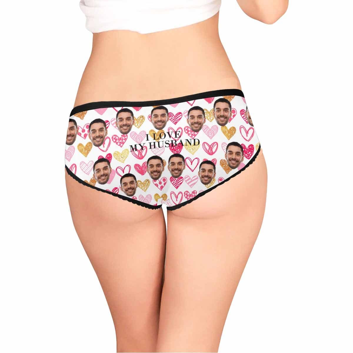 Custom Face Underwear Design I Love My Husband Panties Personalized Women&