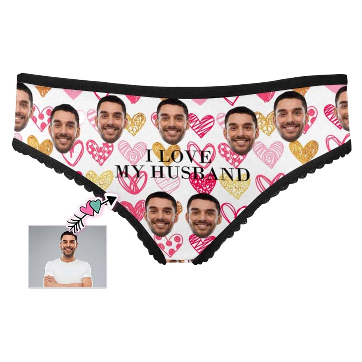 Custom Face Underwear Design I Love My Husband Panties Personalized Women&