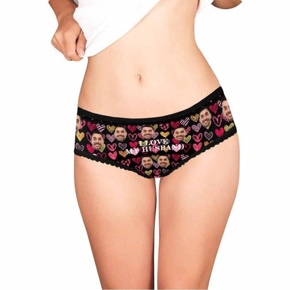 Custom Face Underwear Design I Love My Husband Panties Personalized Women&