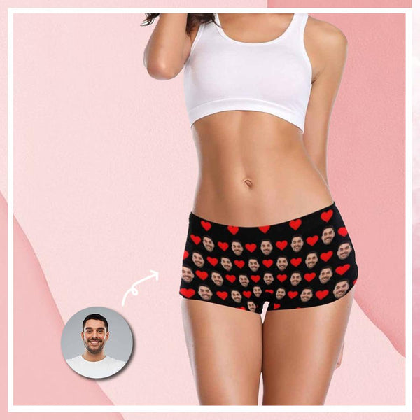 Custom Face Underwear Design Love Heart Panty Thongs Personalized Women's Boyshort Panties