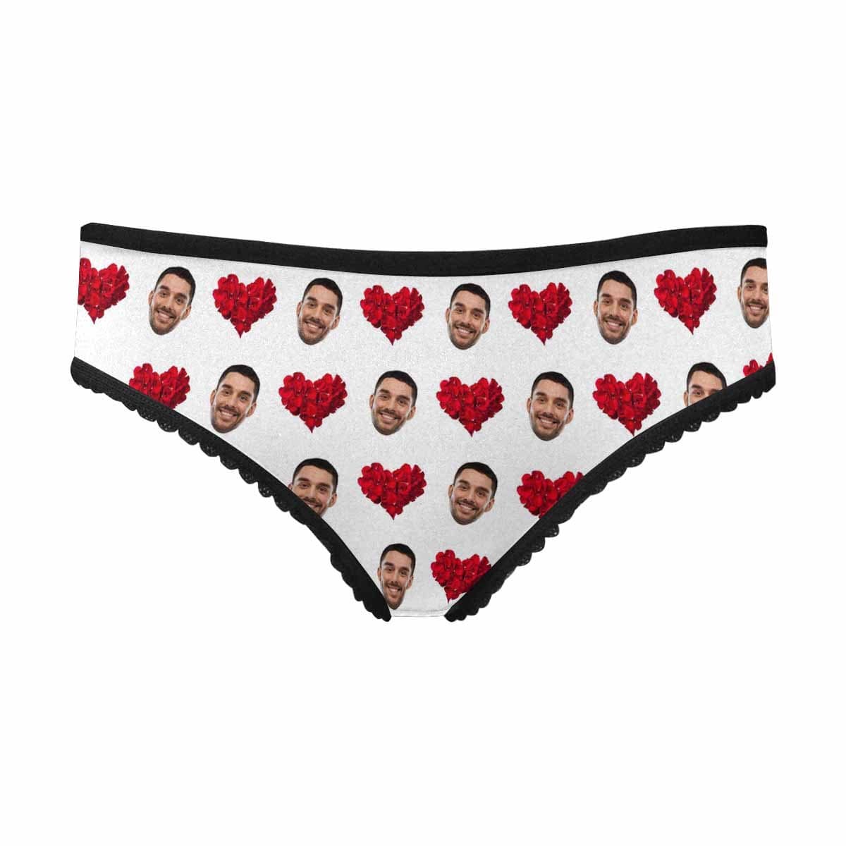 Custom Face Underwear Design Red Heart Panties Personalized Women&