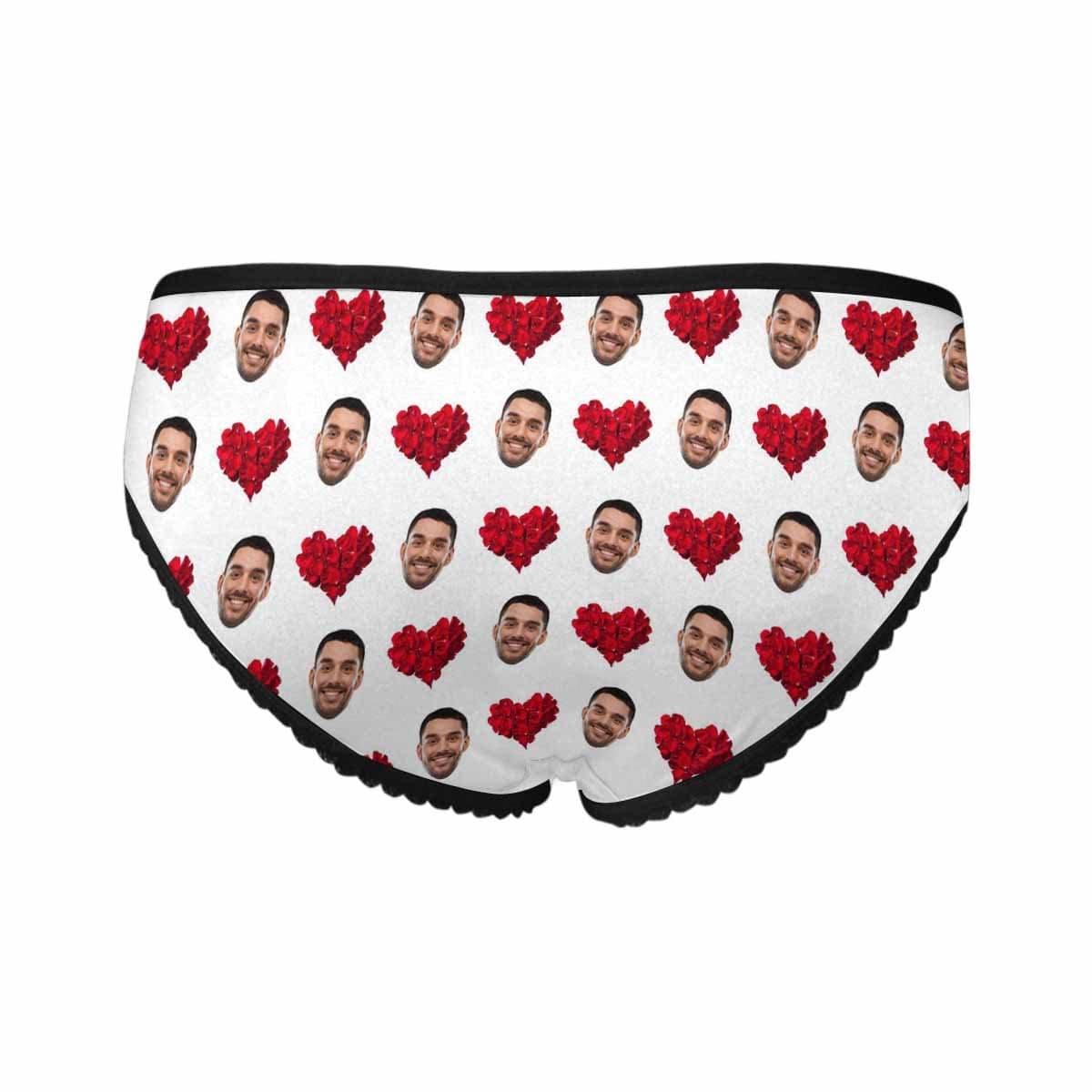 Custom Face Underwear Design Red Heart Panties Personalized Women&