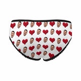 Custom Face Underwear Design Red Heart Panties Personalized Women's All Over Print High-cut Briefs