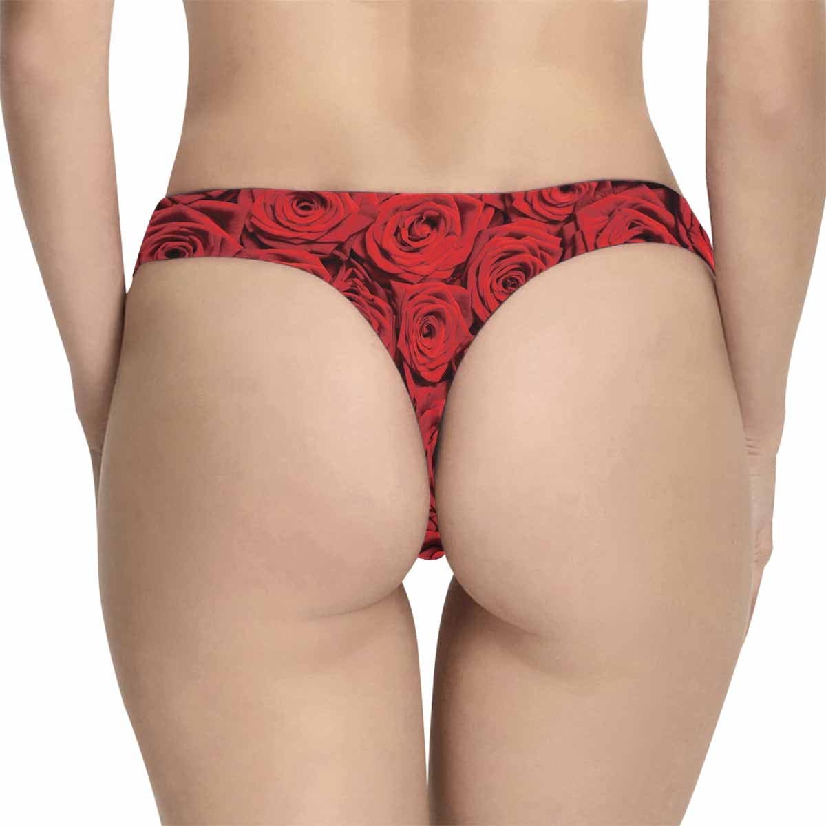 Custom Face Underwear Design Red Rose Zip Romance Panties Personalized Women&