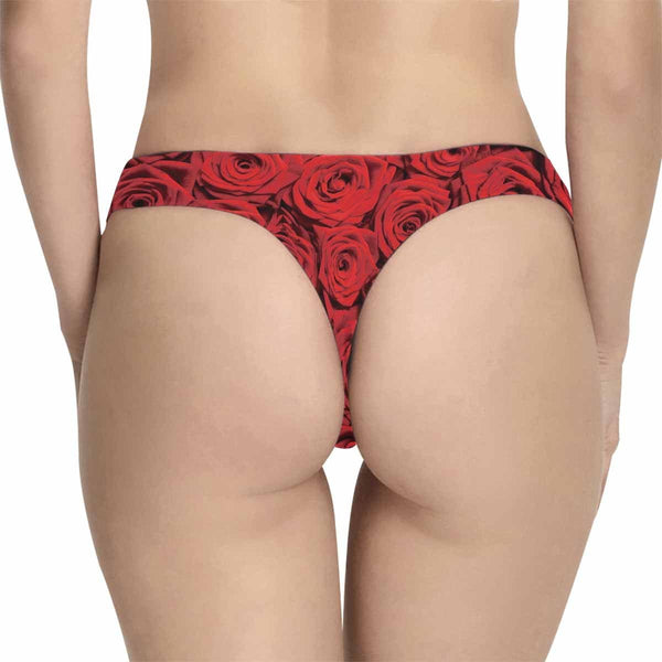 Custom Face Underwear Design Red Rose Zip Romance Panties Personalized Women's Classic Thongs For Valentine's Day Gift