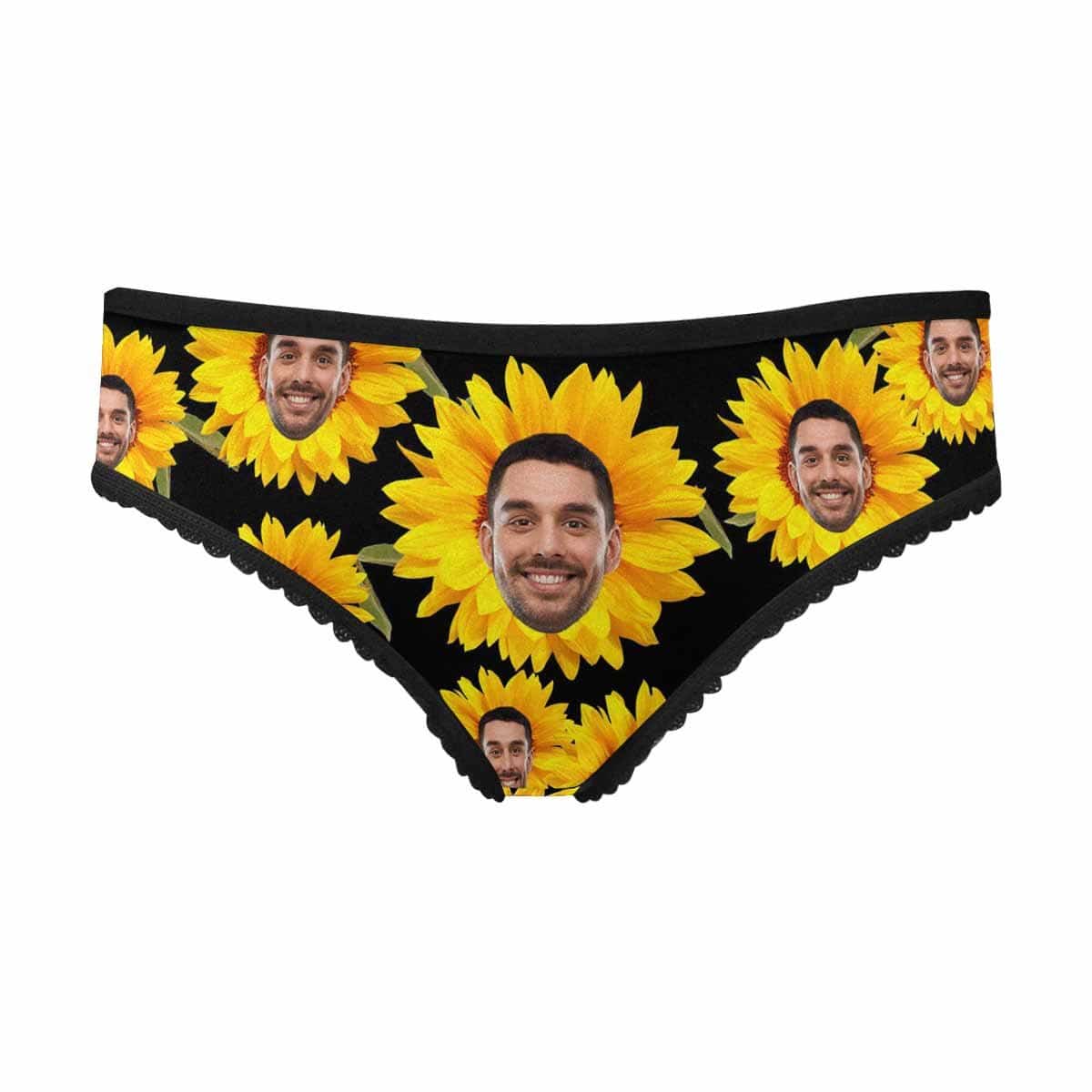 Custom Face Underwear Design Sunflower Panties Personalized Women&