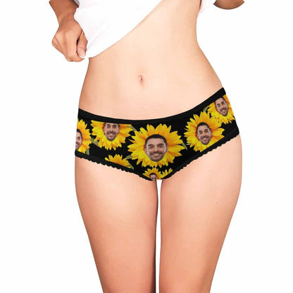 Custom Face Underwear Design Sunflower Panties Personalized Women&