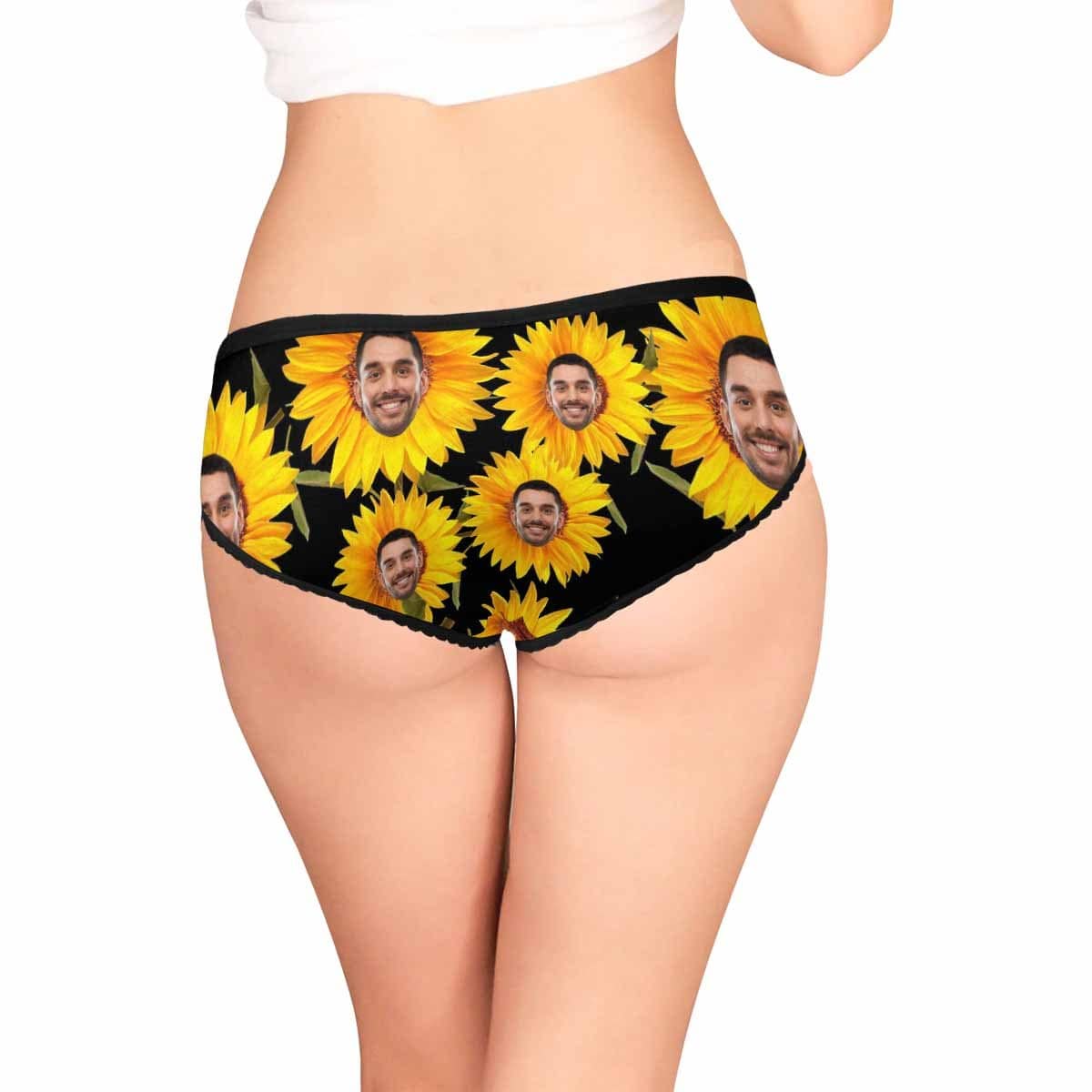 Custom Face Underwear Design Sunflower Panties Personalized Women&