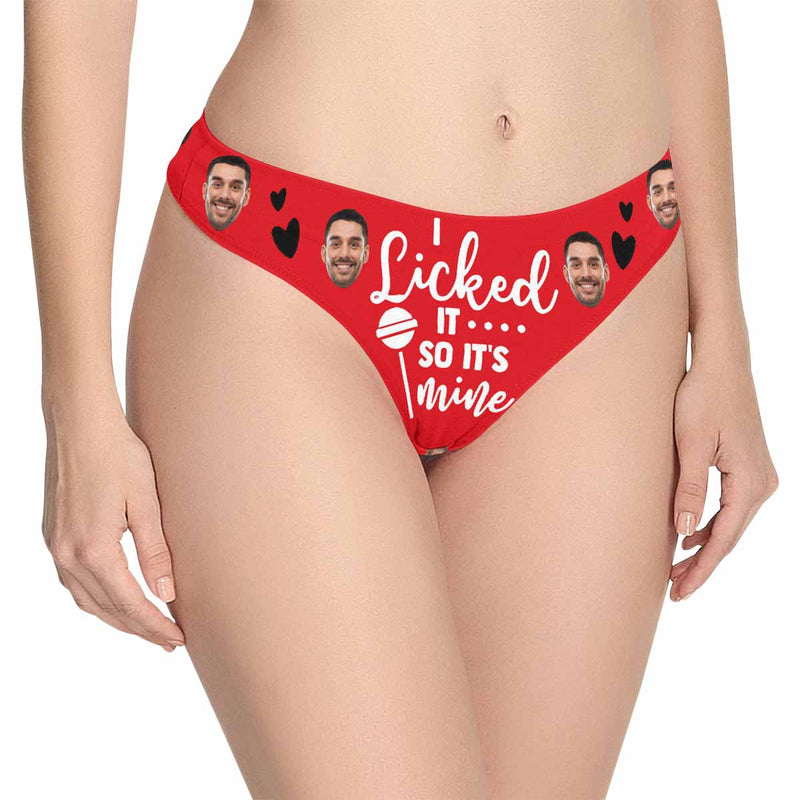 Custom Face Underwear for Her Personalized Lollipop It's Mine Women's Lingerie Classic Thongs Valentines Day