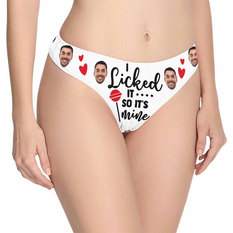 Custom Face Underwear for Her Personalized Lollipop It's Mine Women's Lingerie Classic Thongs Valentines Day