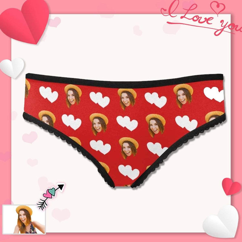 Custom Face Underwear Personalized Photo Love Heart Women Briefs