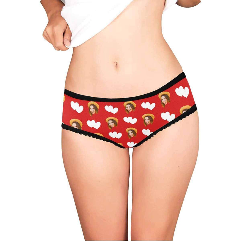 Custom Face Underwear for Ladies Printed Sexy Love Heart Personalized Women's High-Cut Briefs For Valentine's Day Gift