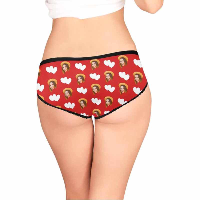 Custom Face Underwear for Ladies Printed Sexy Love Heart Personalized Women's High-Cut Briefs For Valentine's Day Gift