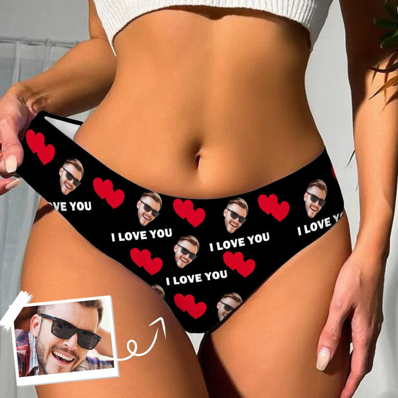 Custom Face Underwear for Women Personalized I Love You Lingerie Women's Classic Thongs Honeymoon Valentine's Day Gift