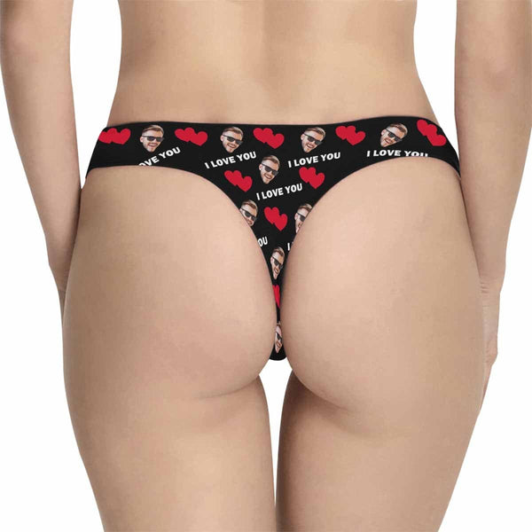 Custom Face Underwear for Women Personalized I Love You Lingerie Women's Classic Thongs Honeymoon Valentine's Day Gift