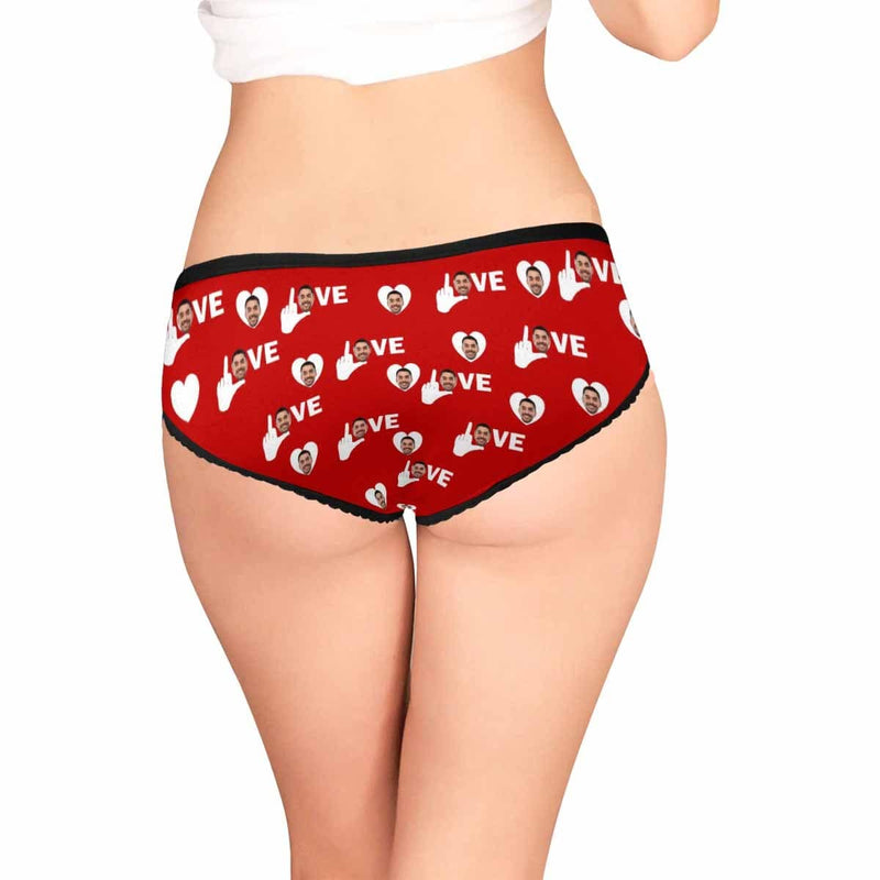 Custom Face Underwear Personalized Finger Love Women's High-cut Briefs Gift For Her