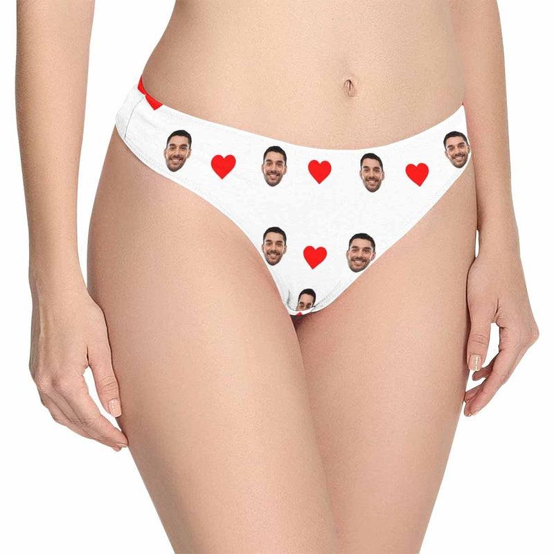 Custom Face Underwear Personalized Loving Heart Lingerie Women's Classic Thong Valentine's Day Gift For Her