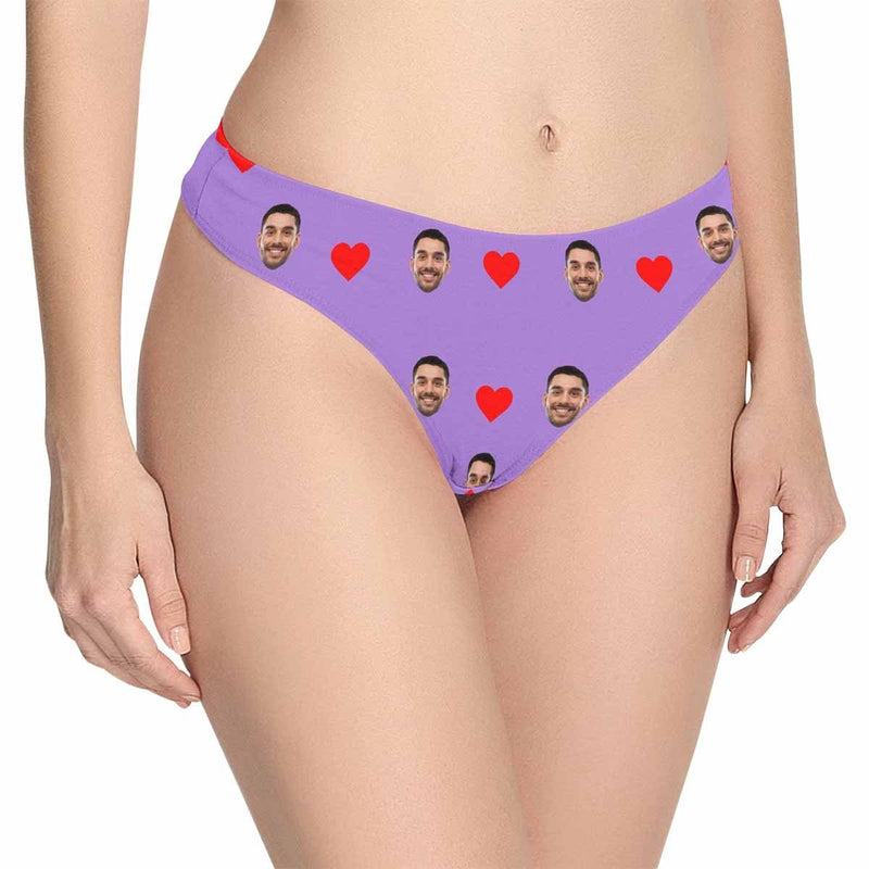 Custom Face Underwear Personalized Loving Heart Lingerie Women's Classic Thong Valentine's Day Gift For Her