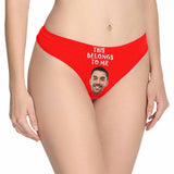 Custom Face Underwear Print This Belongs To Me Lingerie Personalized Women's Classic Thongs Gifts for Girlfriend & Wife