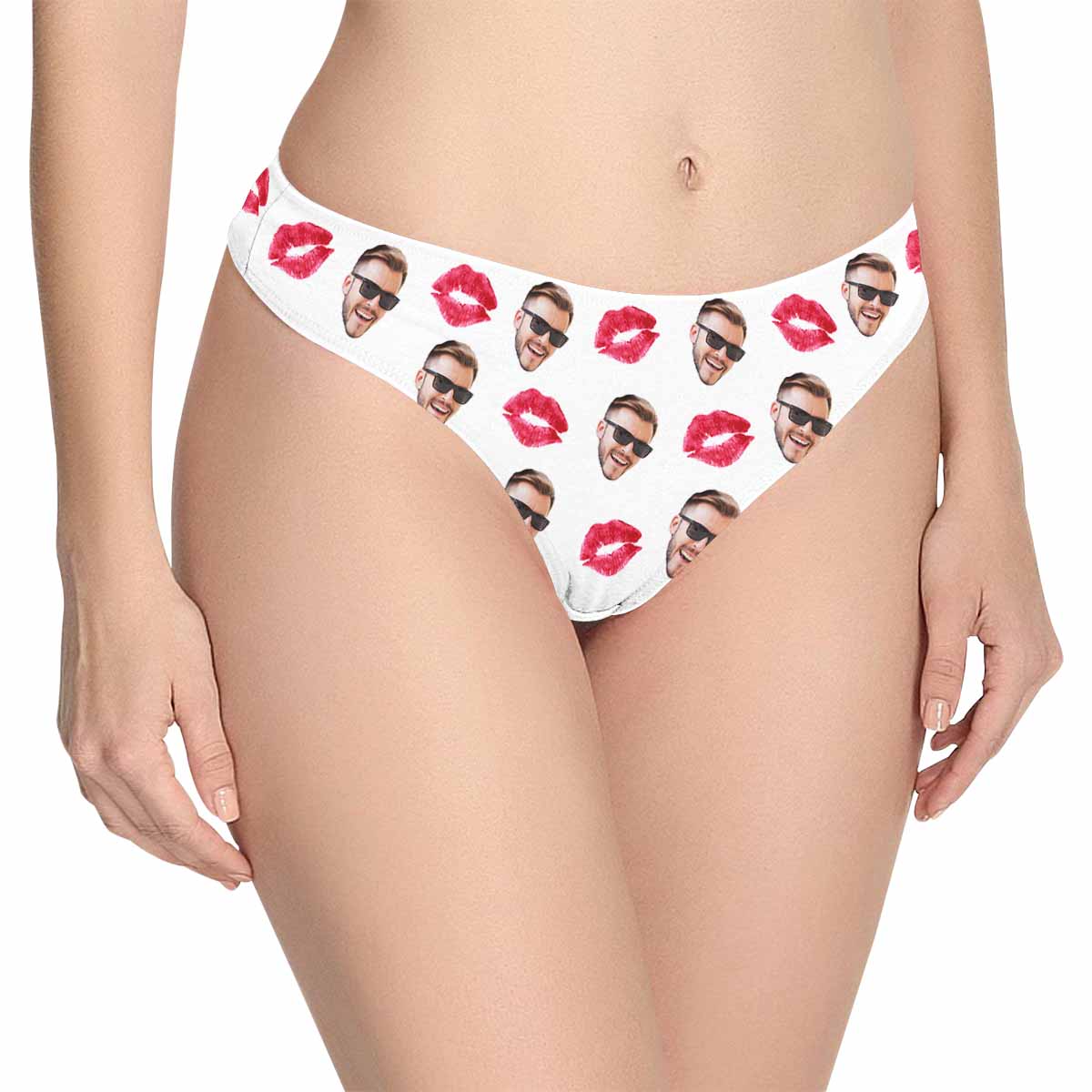 Custom Face Underwear Printed Sexy Red Lips on Lingerie Women&