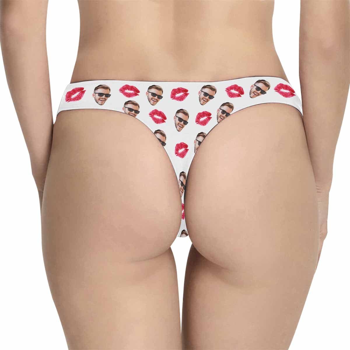 Custom Face Underwear Printed Sexy Red Lips on Lingerie Women&