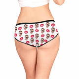 Custom Face Underwear Printed Sexy Red Lips Personalized Women's High-cut Briefs For Valentine's Day Gift