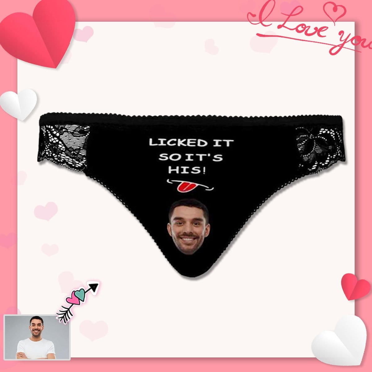 Custom Face Womens Panties Printed Sexy Licked It on Underwear Personalized Women&