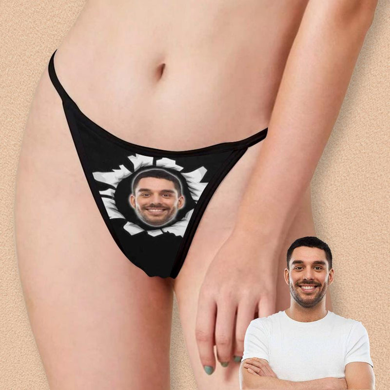 Custom Face Underwear Personalized Photo Hole Women G-String Panties