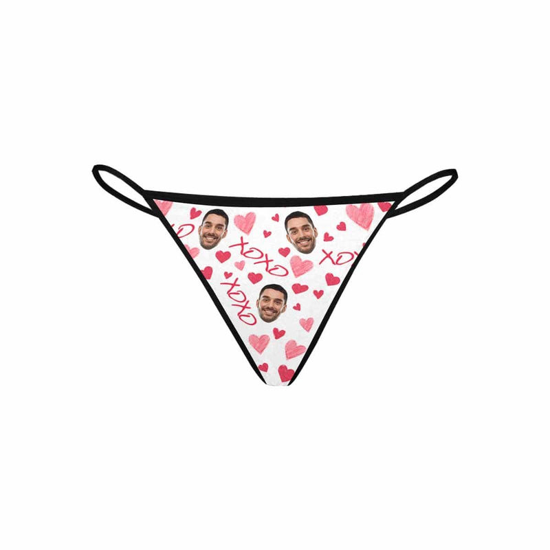 Custom Husband Face Thongs Underwear for Women Personalized Xoxo Heart Women's G-String Panties