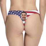 Custom Husband Face Underwear for Ladies Personalized American Flag Lingerie Women's Classic Thongs