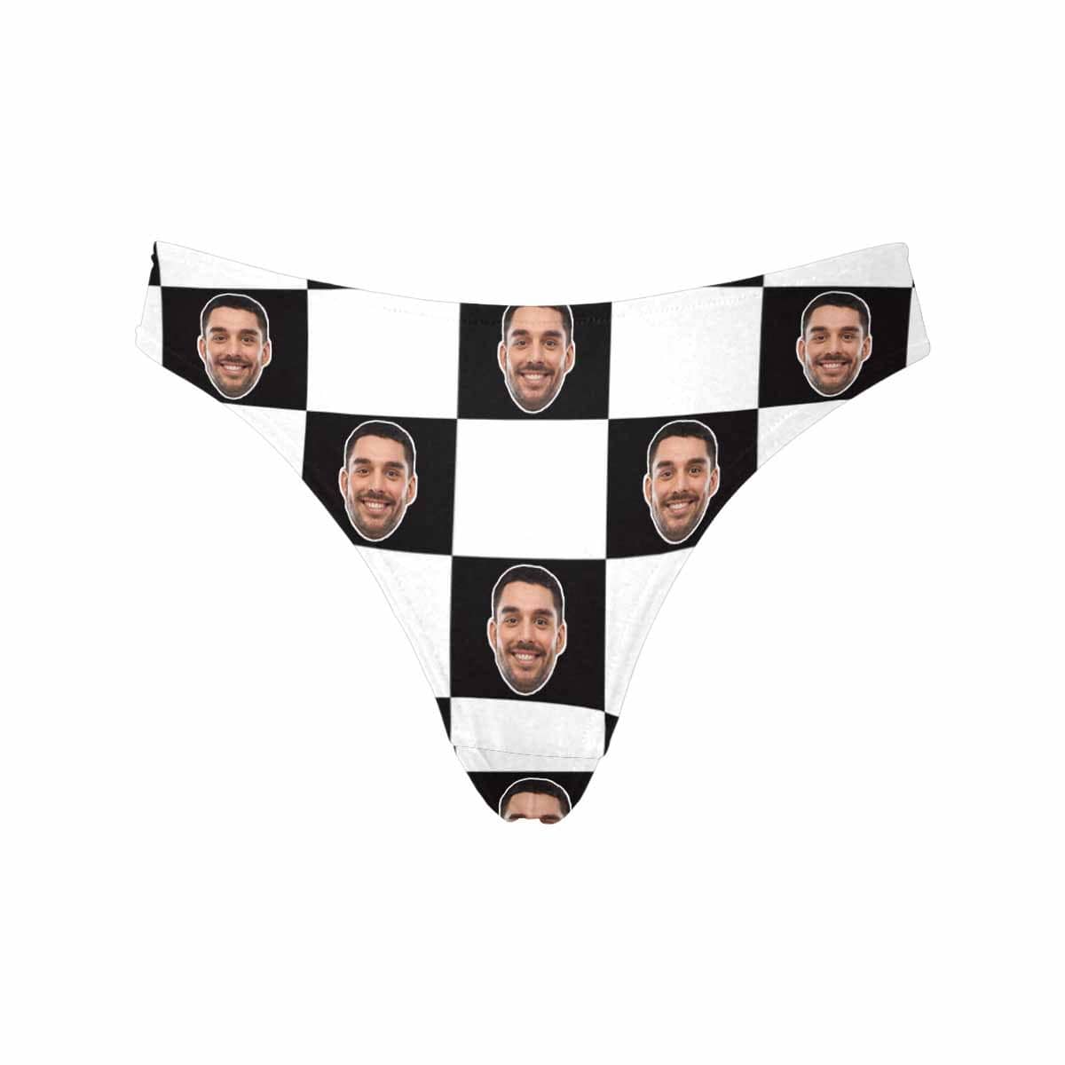 Custom Husband Face Underwear Personalized Black&amp;White Grid Women&