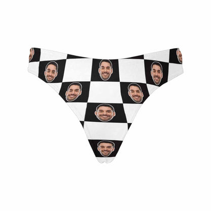 Custom Husband Face Underwear Personalized Black&amp;White Grid Women&