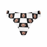 Custom Husband Face Underwear Personalized Black&White Grid Women's Classic Thong