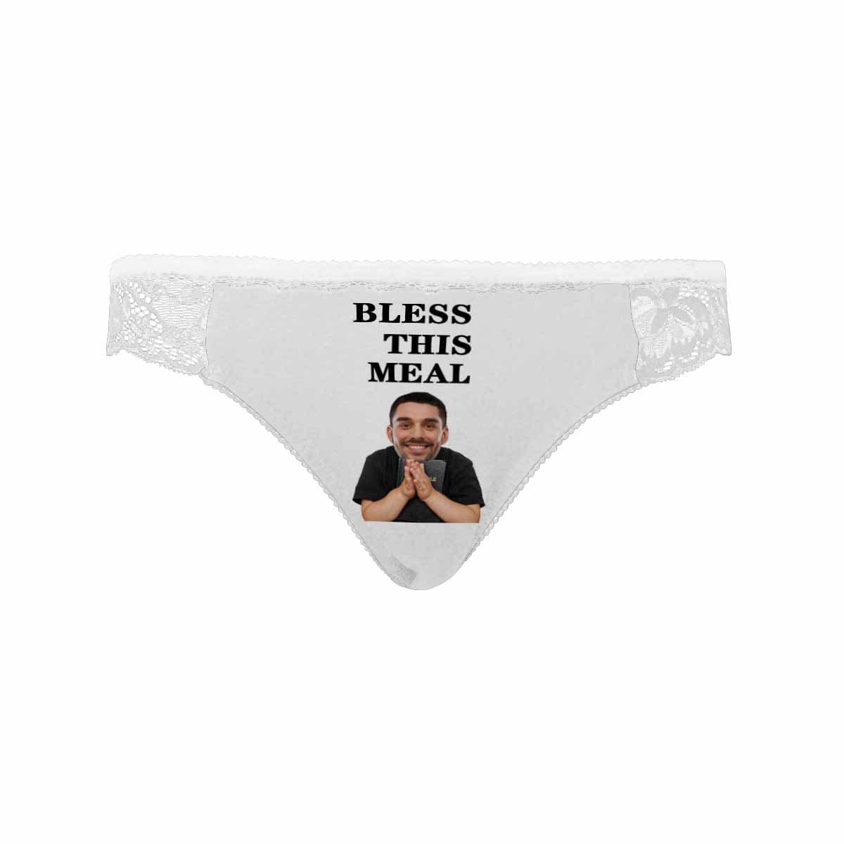 Custom Lace Underwear Personalized Face Bless This Meal Women&