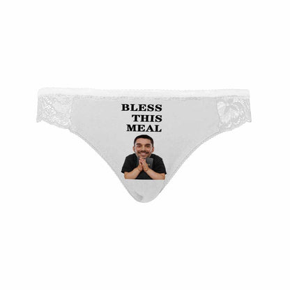 Custom Lace Underwear Personalized Face Bless This Meal Women&