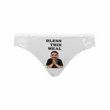 Custom Lace Underwear Personalized Face Bless This Meal Women's Lace Panty Funny Valentine's Day Gift