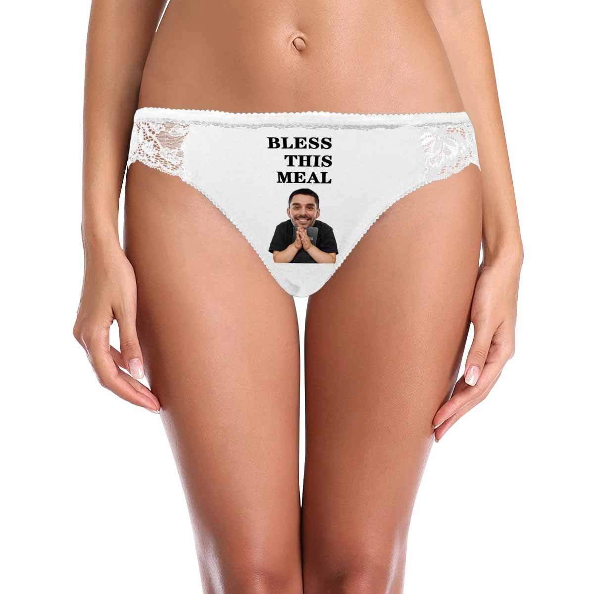 Custom Lace Underwear Personalized Face Bless This Meal Women&